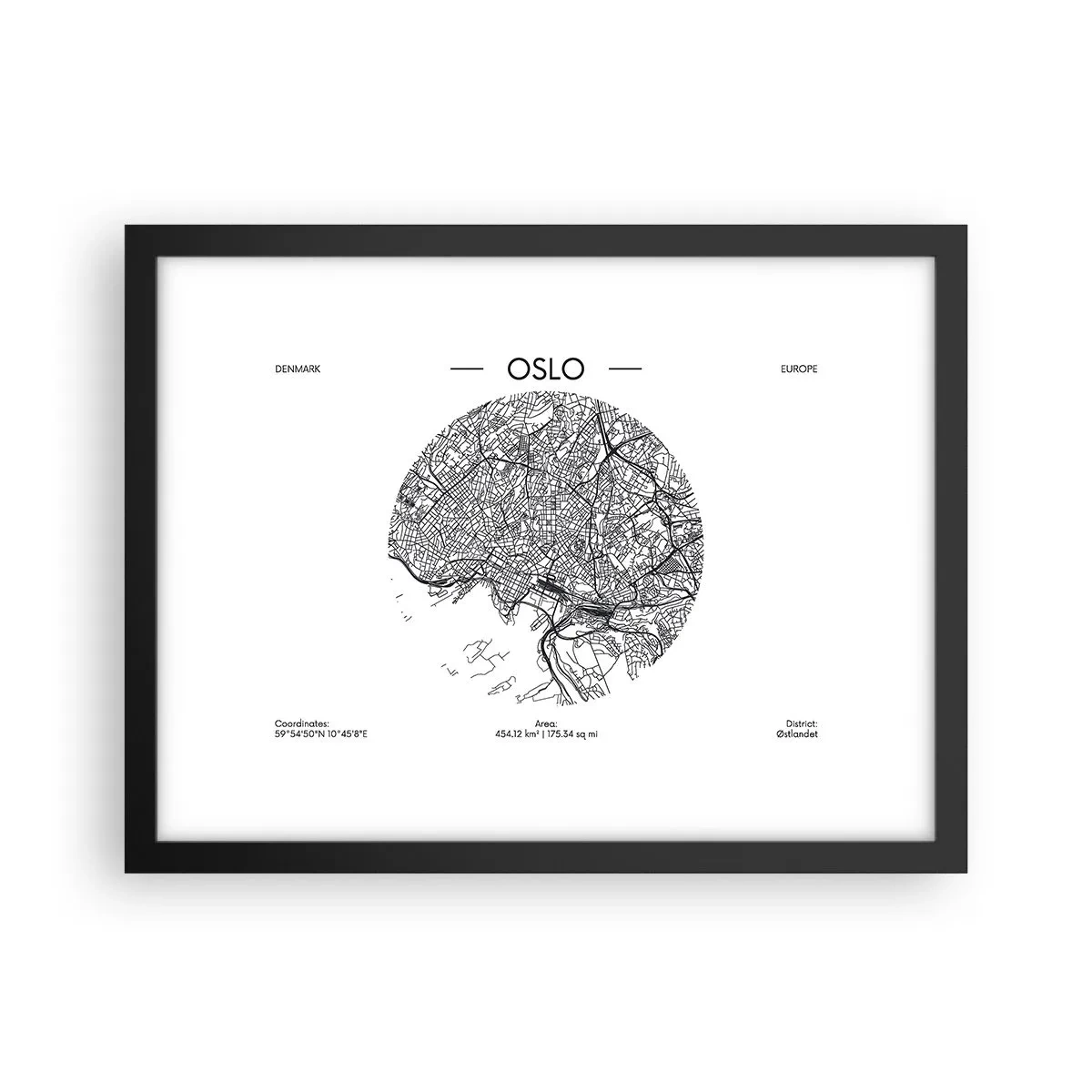 Poster in een zwarte lijst - Anatomie van Oslo - 40x30 cm