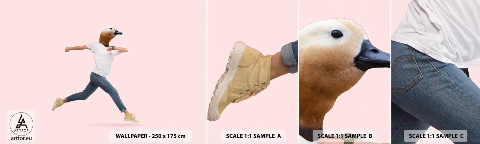 Fotobehang Staaltje Standard Eco - Een snufje absurditeit - Abstractie, Man, Minimalisme - 100x30 cm