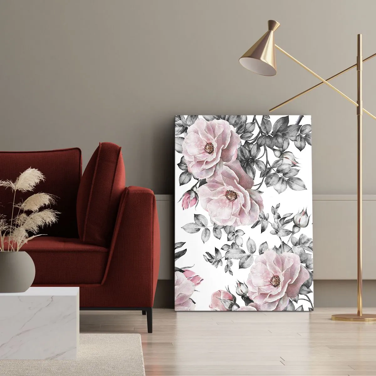 Schilderen op canvas - Verdwalen in de bloemen van de rozen - 55x100 cm