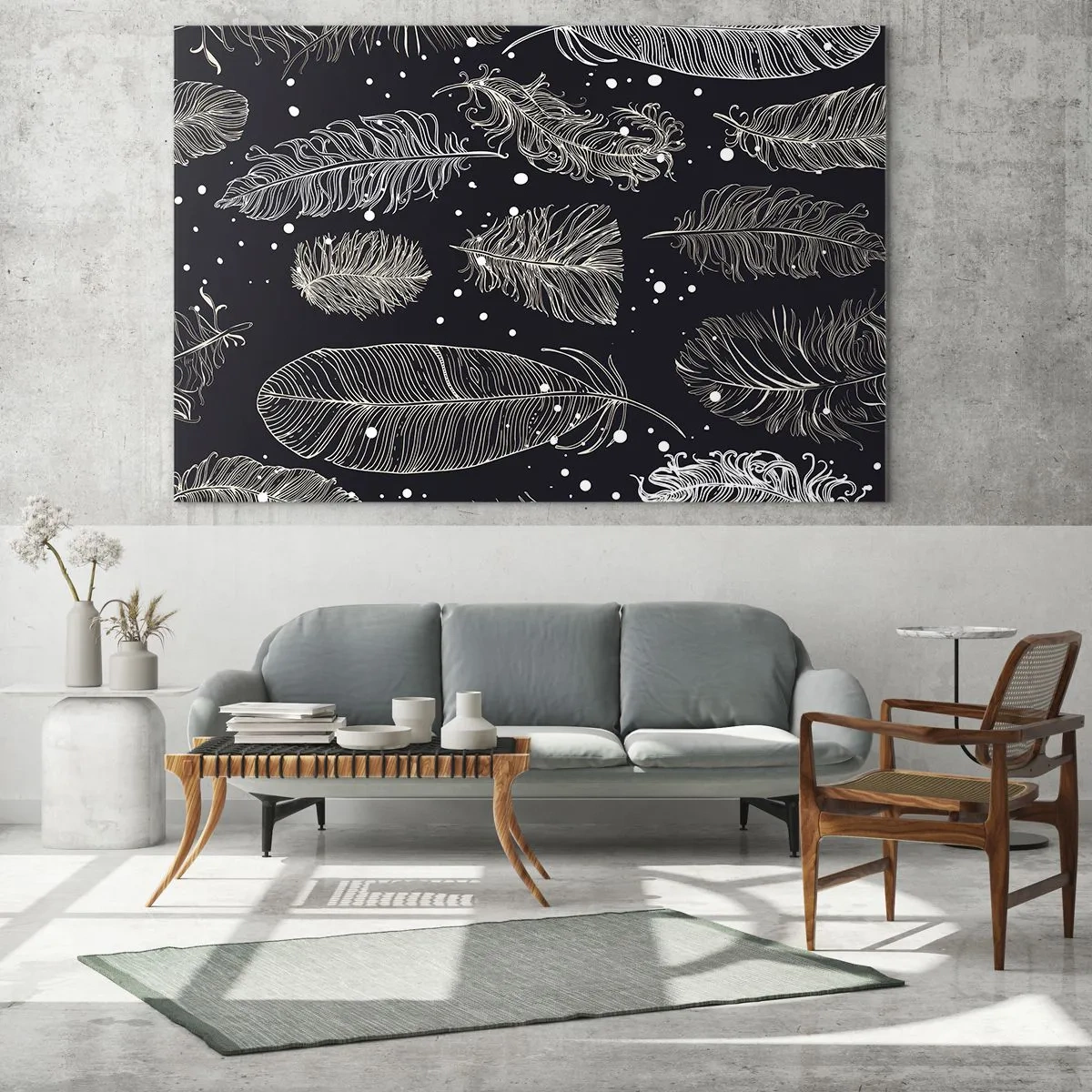 Schilderen op glas - Gevederde kant - 100x70 cm