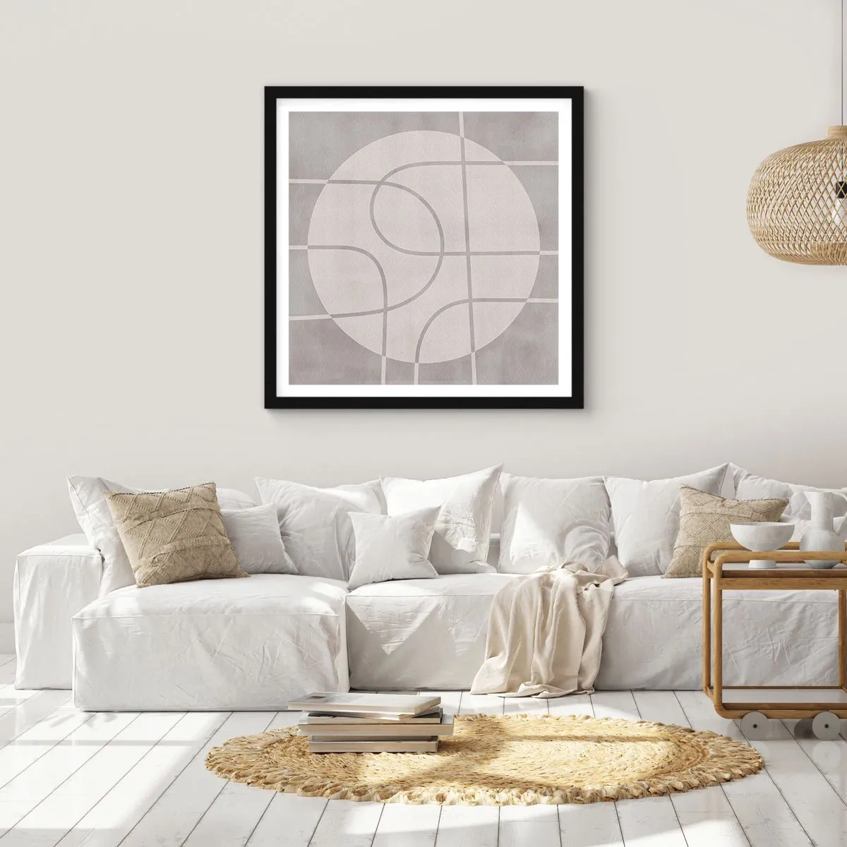 Poster in een zwarte lijst - Rond en rechtdoor - 60x60 cm