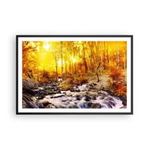 Poster in een zwarte lijst - Stenen gezet in goud en platina - 91x61 cm