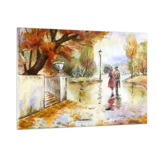 Schilderen op glas - Romantische herfst in het park - 120x80 cm