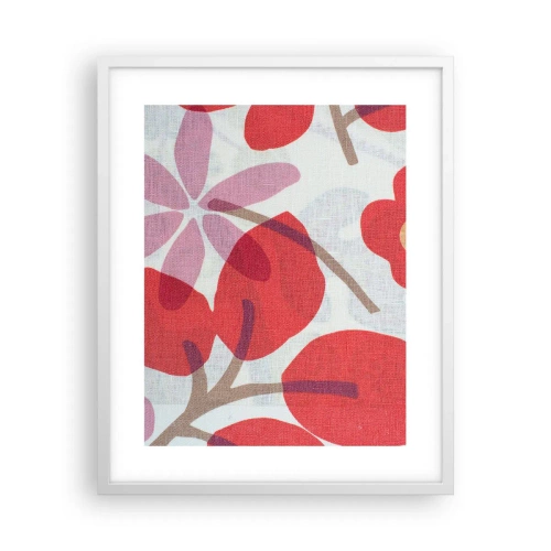 Poster in een witte lijst - Bloemstuk in roze - 40x50 cm