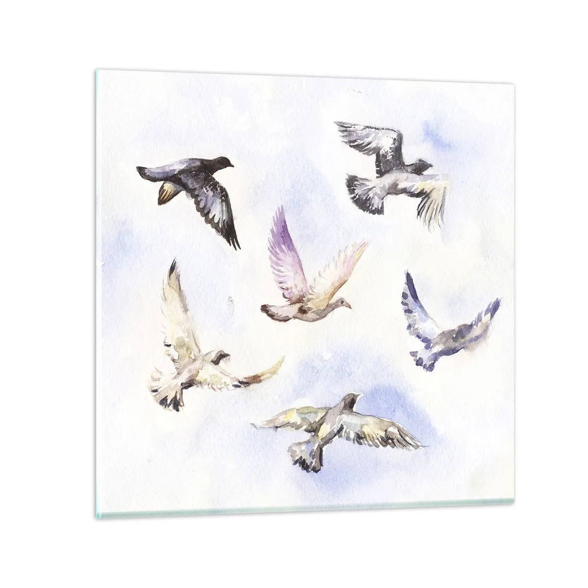 Schilderen op glas - Vrijheid in grijs en blauw - 40x40 cm