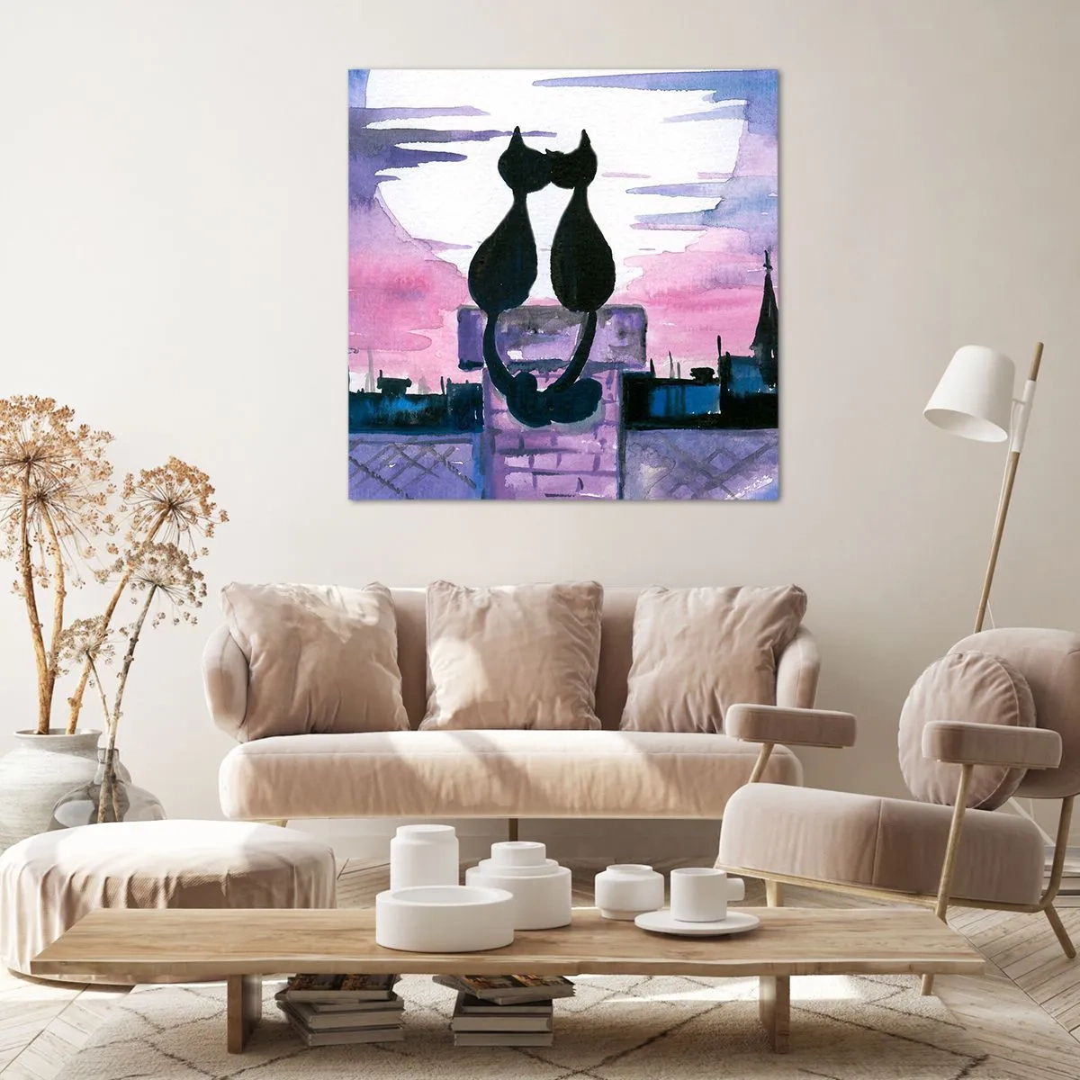 Schilderen op canvas - Afspraak onder de maan - 40x40 cm