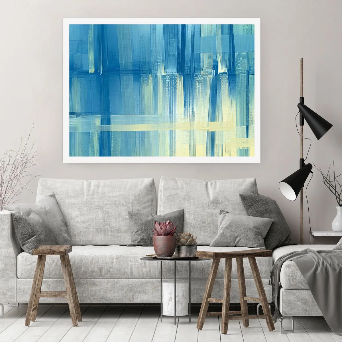 Poster - Compositie in turkoois - 91x61 cm