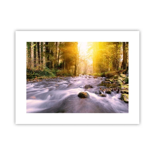 Poster - Malachiet in een zilveren en gouden lijst - 40x30 cm
