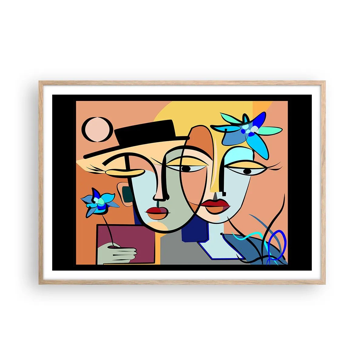 Een poster in een licht eiken lijst - Picasso's randez-vous - 100x70 cm