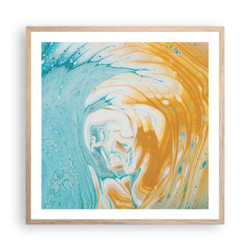 Een poster in een licht eiken lijst - Pastel werveling - 60x60 cm