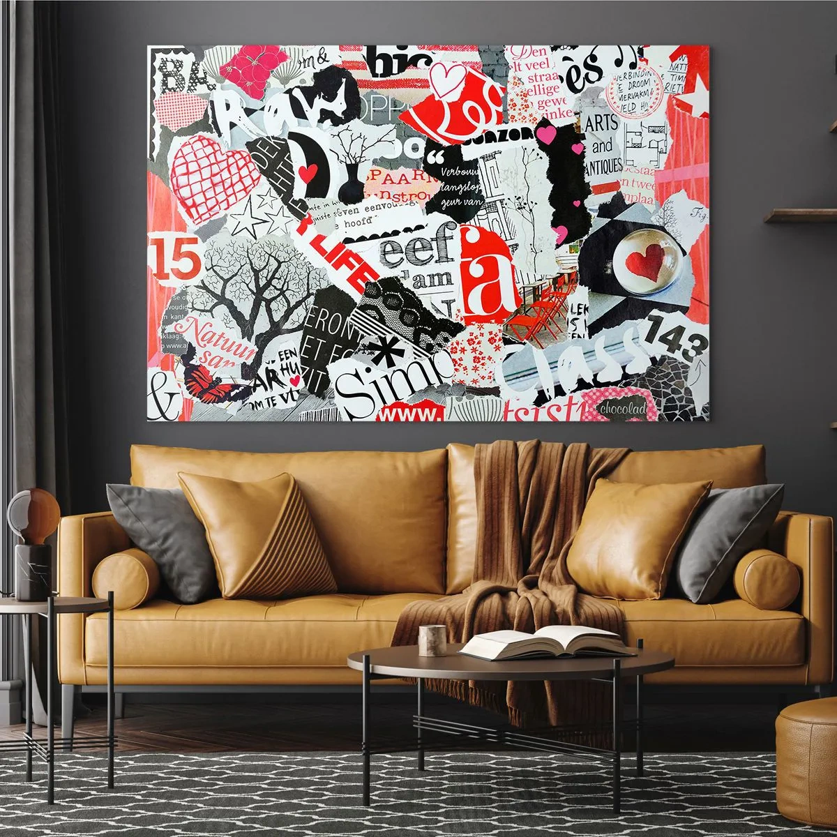 Schilderen op glas - Hipster-collage - 120x80 cm