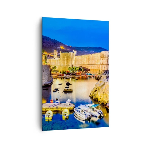 Schilderen op canvas - Verlichte nacht aan de Adriatische Zee - 80x120 cm