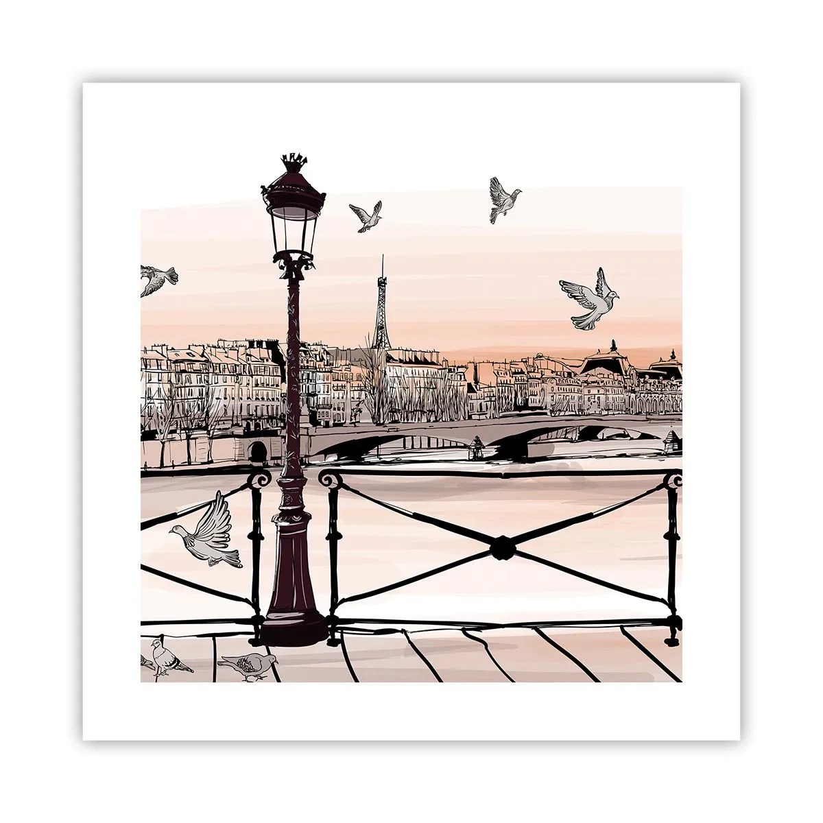 Poster - Over de daken van Parijs - 40x40 cm
