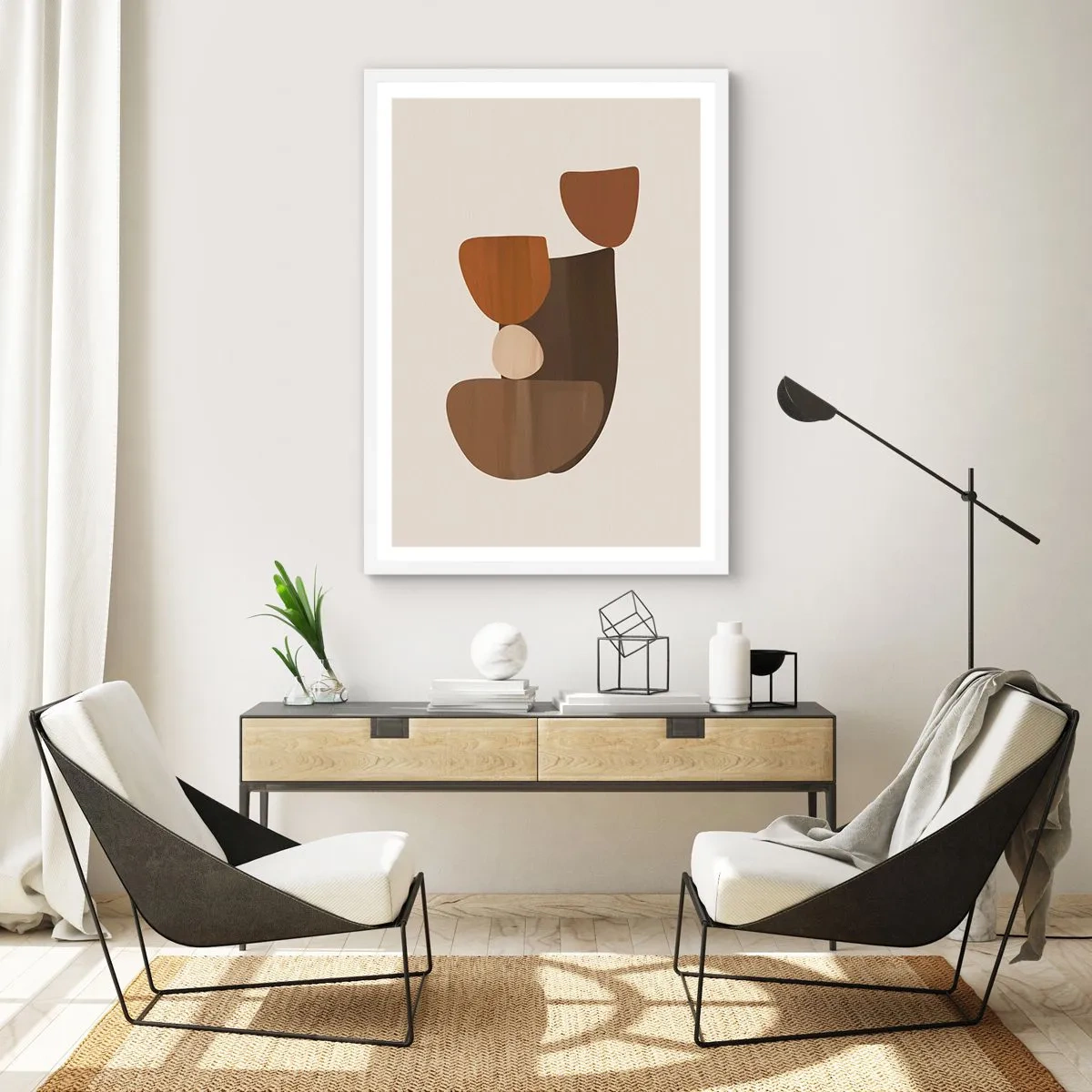 Poster in een witte lijst - Compositie in brons - 70x100 cm