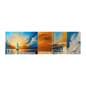 Fotobehang Monster Premium Sand - Zeilen in goud - Landschap, Nautisch, Zeilboot - 100x30 cm