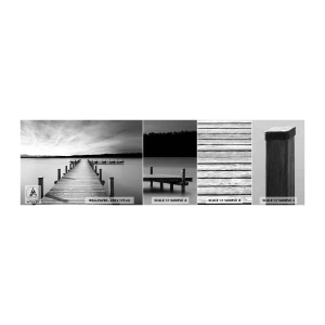 Fotobehang Monster Zelfklevend Deluxe Sticker - Bij de waterput - vrede - Landschap, Meer, Houten brug - 100x30 cm