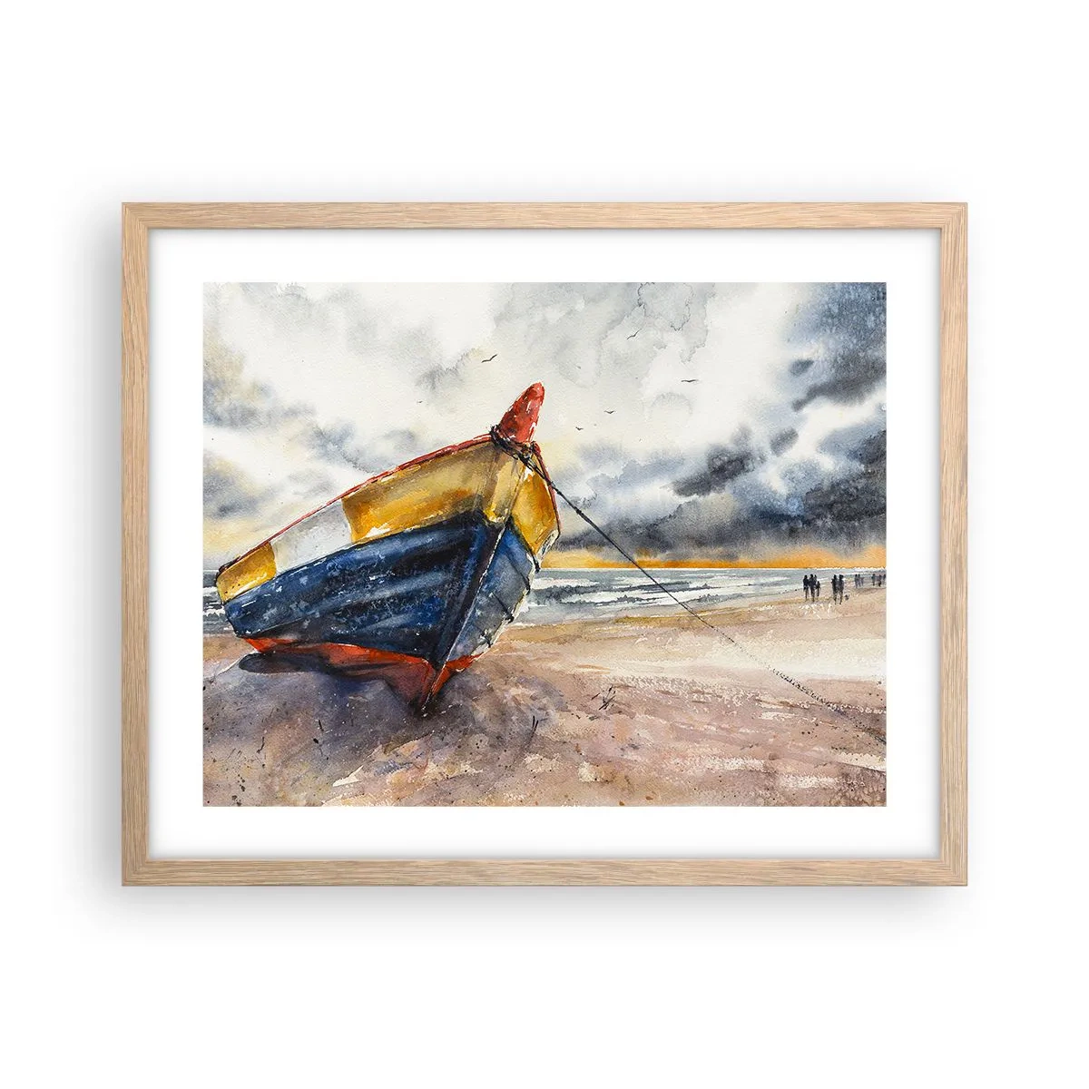 Een poster in een licht eiken lijst - Rust aan de kust - 50x40 cm