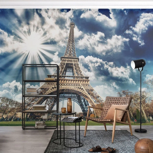 Fotobehang Premium Sand - De enige zo onder de zon - Eiffeltoren, Parijs, Architectuur - 350x256 cm