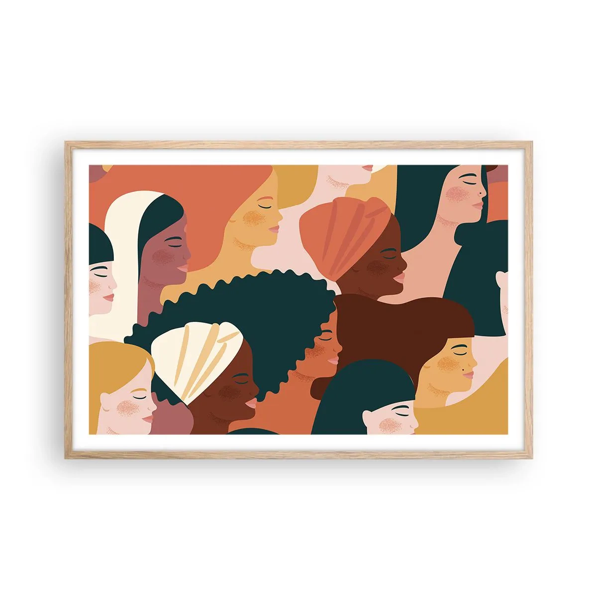 Een poster in een licht eiken lijst - Alleen vrouwelijkheid - 91x61 cm