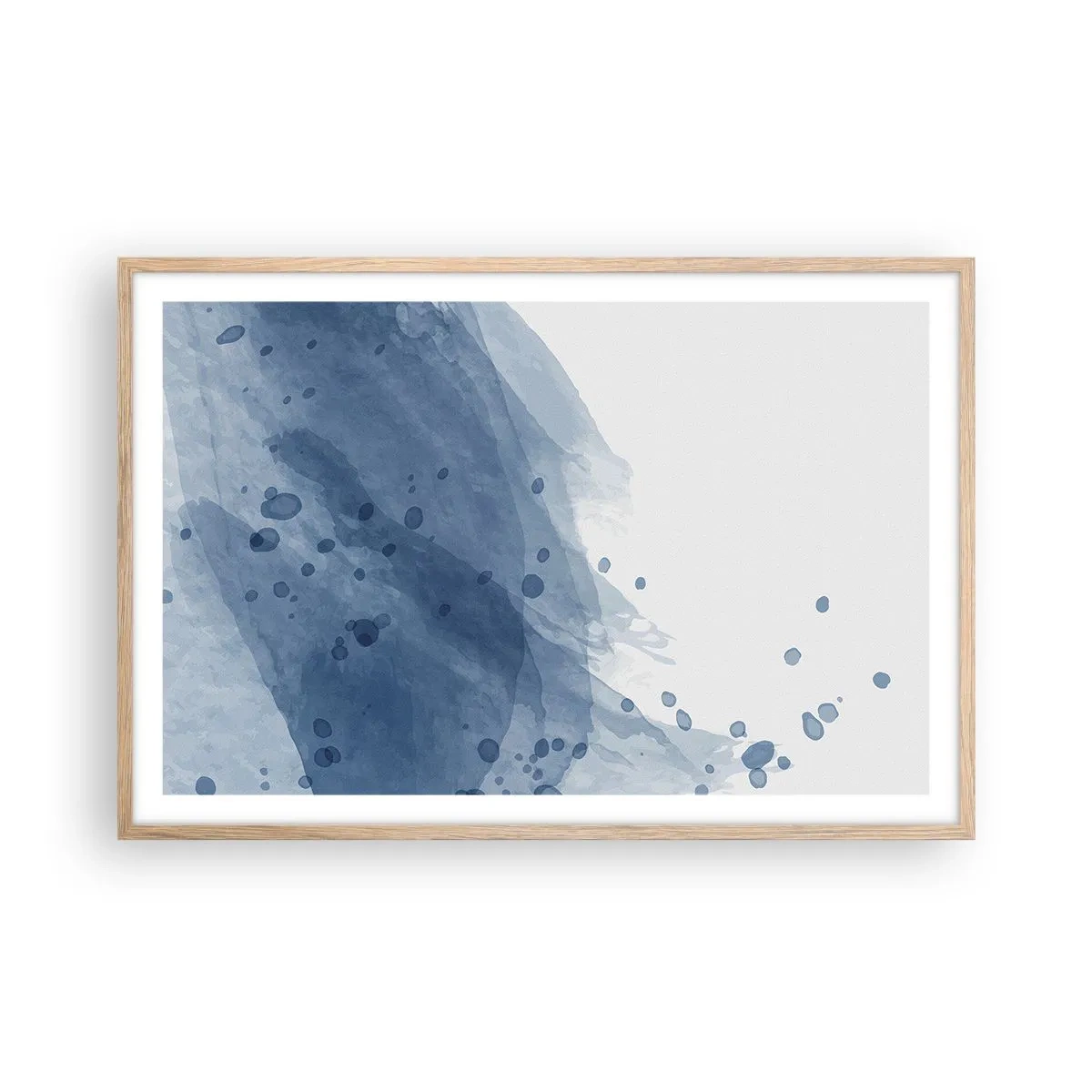 Een poster in een licht eiken lijst - Blauwe tule - 91x61 cm