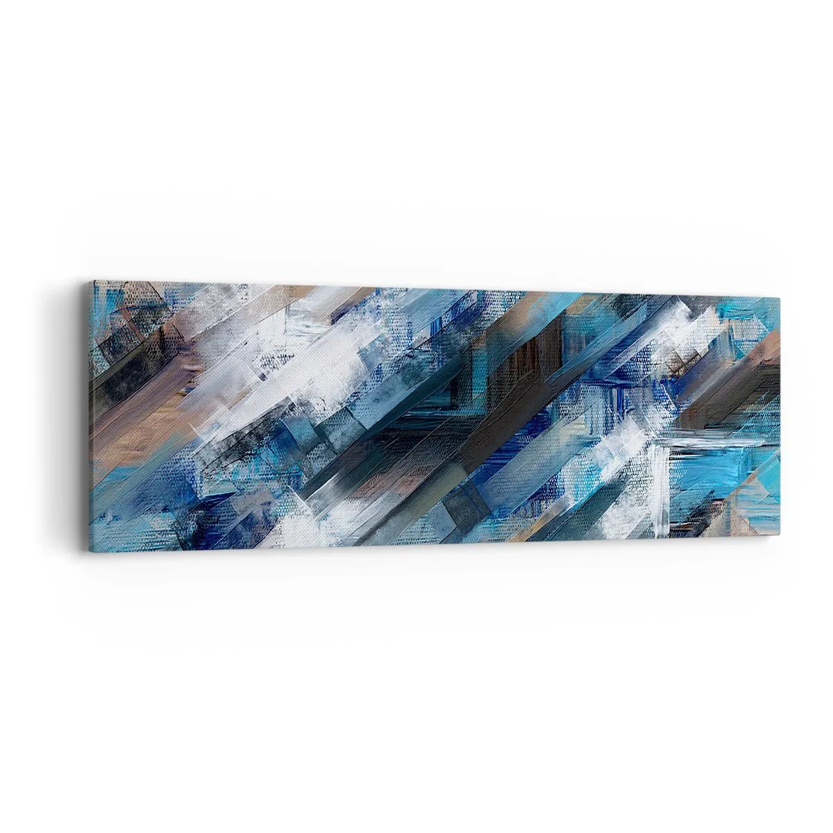 Schilderen op canvas - Op een blauwe diagonaal - 90x30 cm