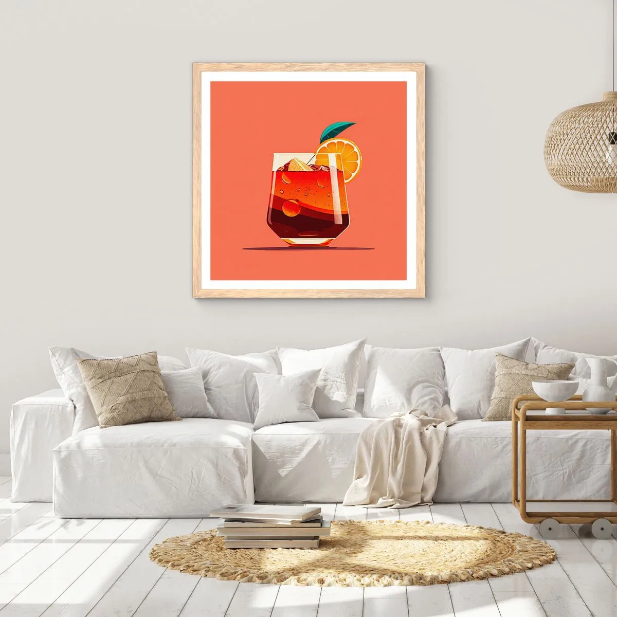 Een poster in een licht eiken lijst - Zomerse verfrissing - 30x30 cm