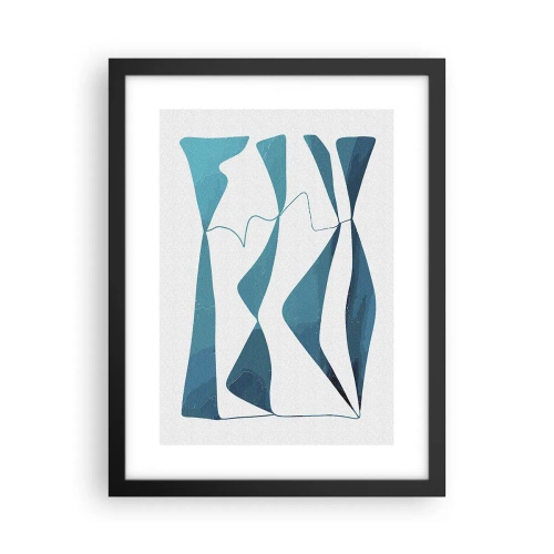 Poster in een zwarte lijst - Abstractie: turquoise verbinding - 30x40 cm