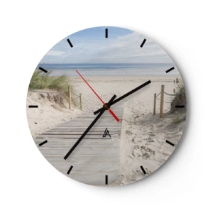 Wandklok - Klok - Houten pad naar het strand met uitzicht op zee - 30x30cm - naar de horizon - Moderne wanddecoratie voor woonkamer, keuken en slaapkamer ARTTOR