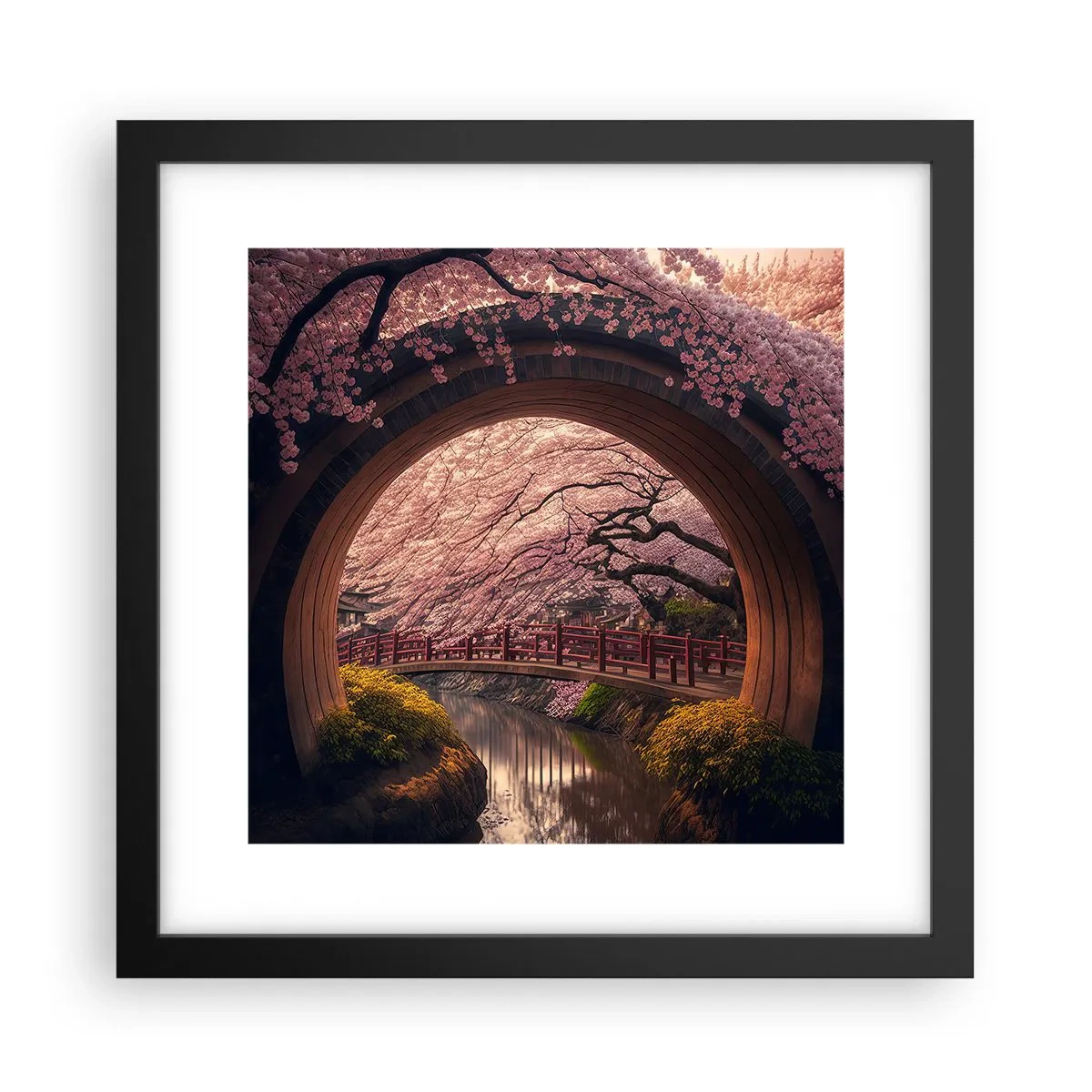 Poster in een zwarte lijst - Japanse lente - 30x30 cm
