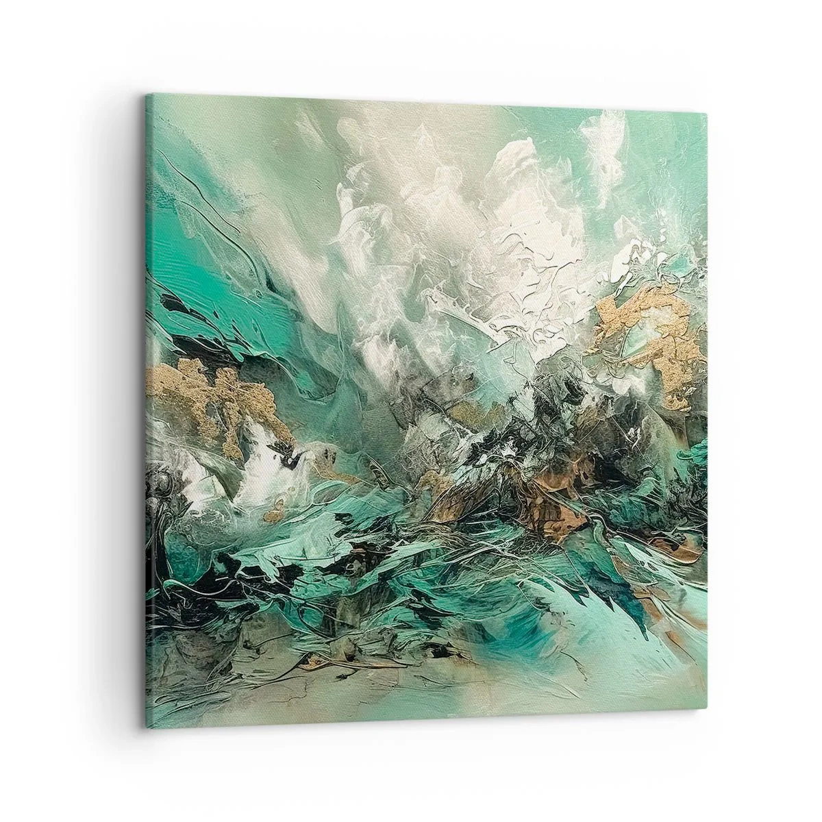 Schilderen op canvas - Emerald en zwarte branding - 50x50 cm
