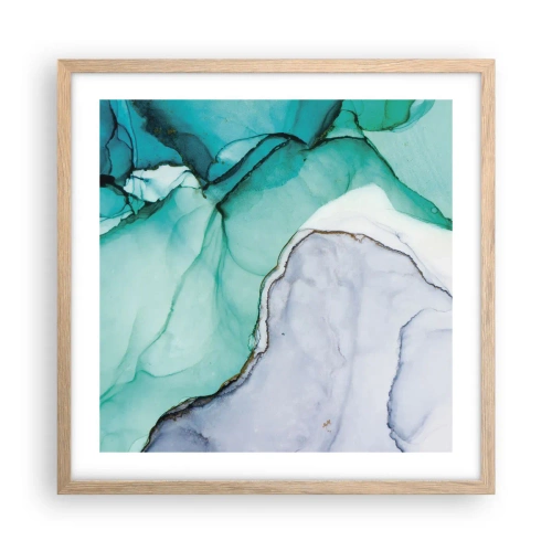 Een poster in een licht eiken lijst - Een studie in turkoois - 50x50 cm