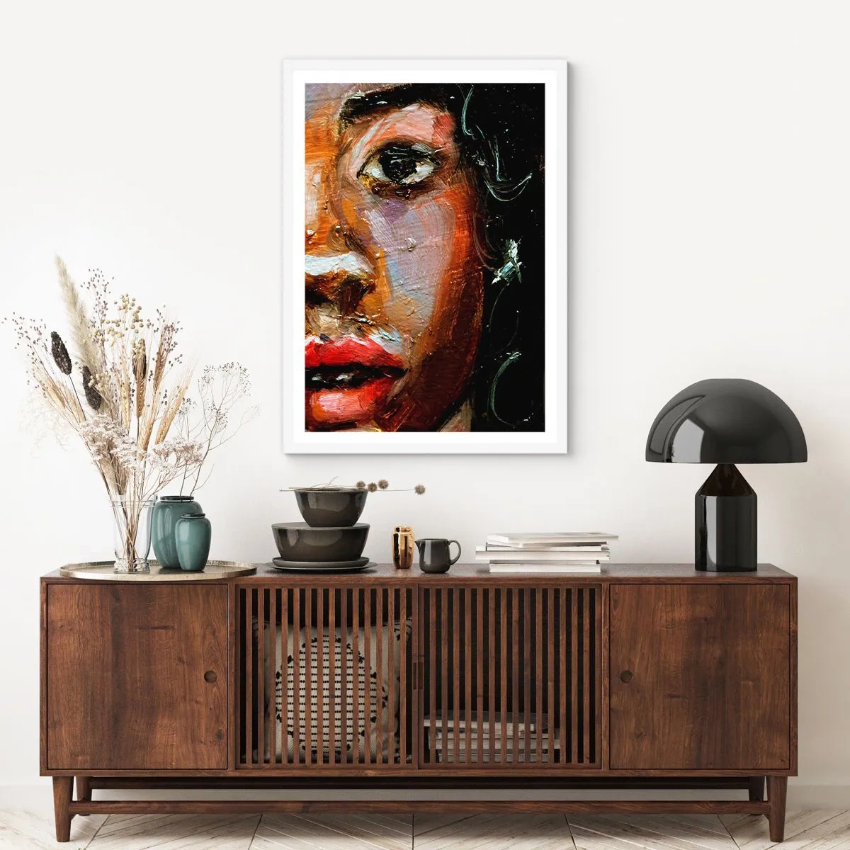 Poster in een witte lijst - Zwart en gloed - 70x100 cm