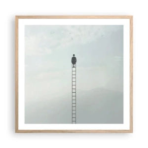 Een poster in een licht eiken lijst - Stap verder op! - 60x60 cm