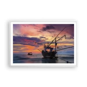 Poster in een witte lijst - Exotische avond - 91x61 cm