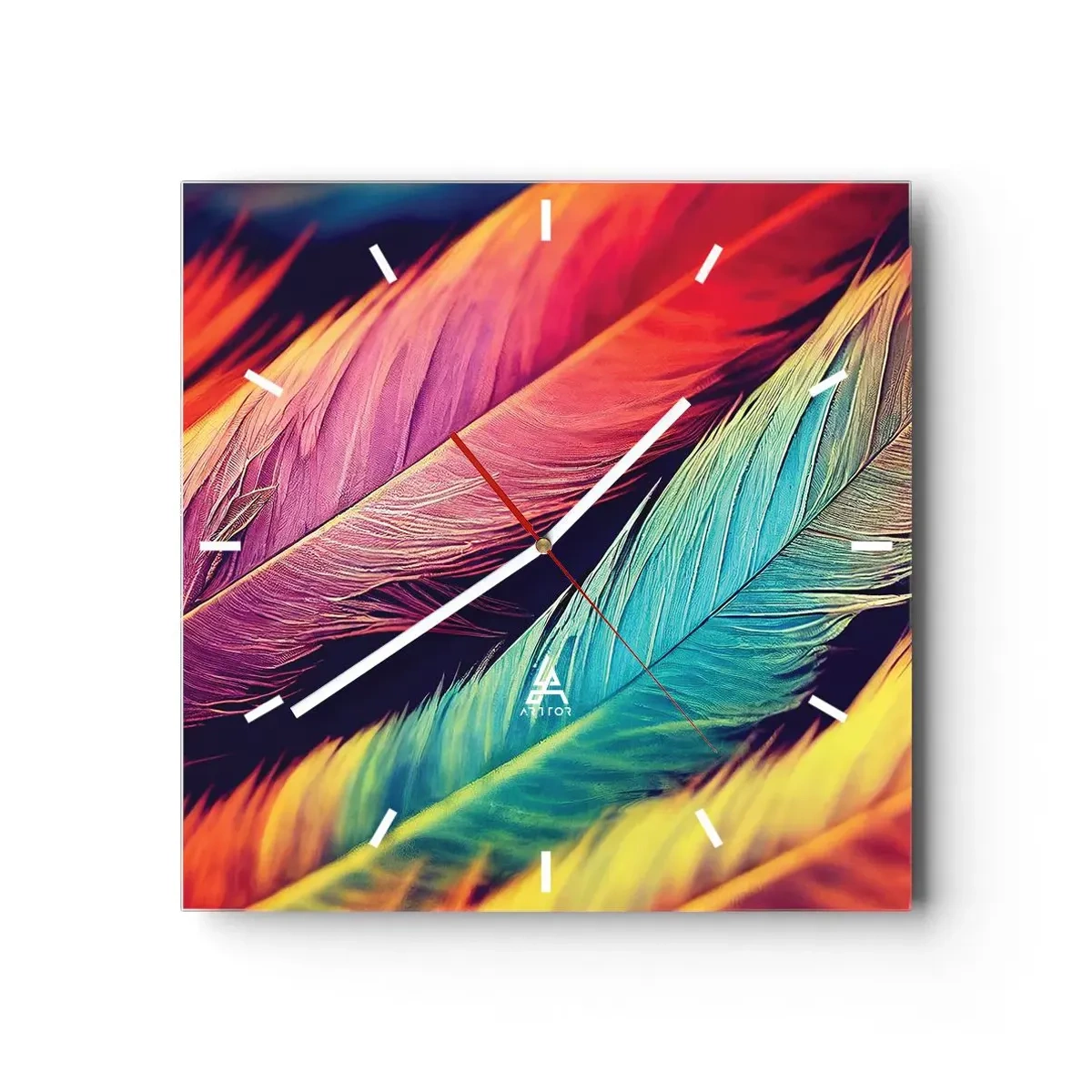 Wandklok - Klok - Gevederde regenboog - 30x30 cm