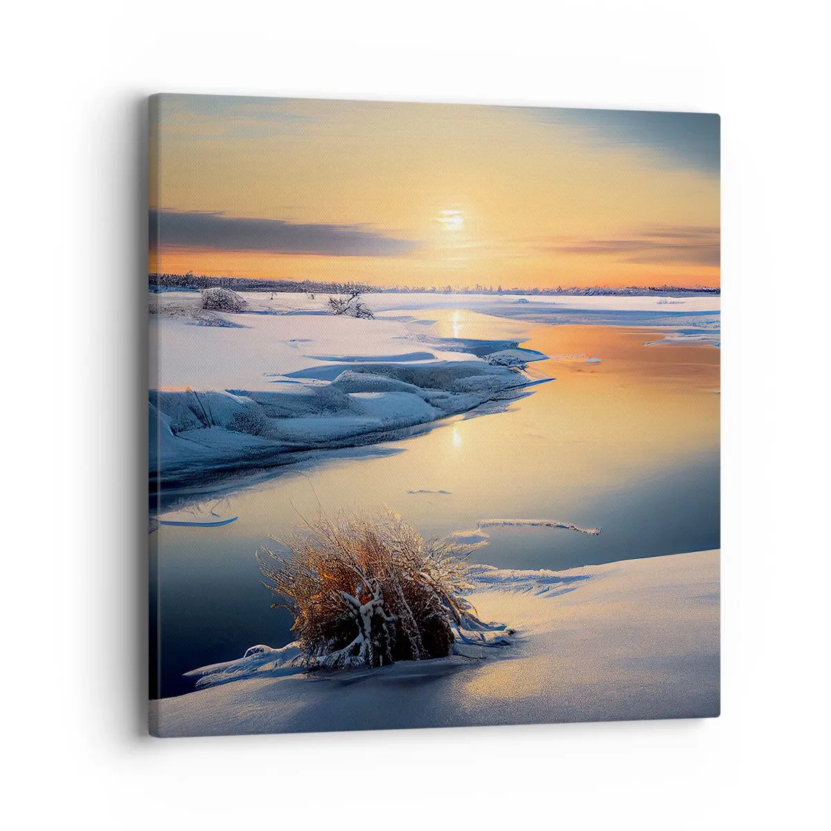 Schilderen op canvas - Winterse zonsondergang - 40x40 cm