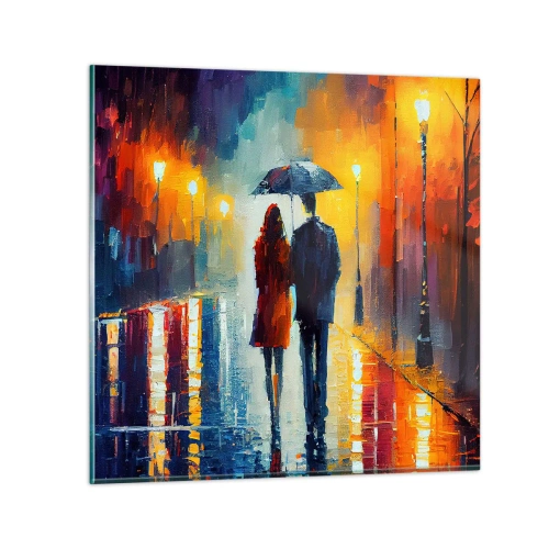 Schilderen op glas - Samen – een kleurrijke nacht - 60x60 cm