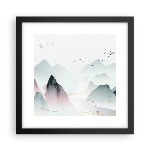 Poster in een zwarte lijst - Over de toppen - 30x30 cm