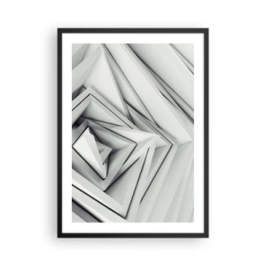 Poster in een zwarte lijst - Abstracte compositie van geometrische driehoeken in 3D - 50x70cm - Scherpe hoeken knoppen - Moderne wanddecoratie voor woonkamer en slaapkamer ARTTOR