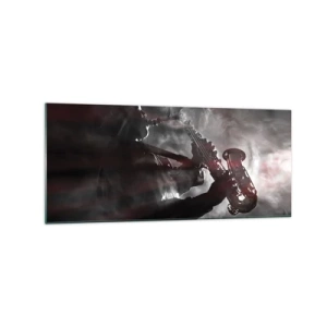 Schilderen op glas - In de dampen van jazz - 120x50 cm