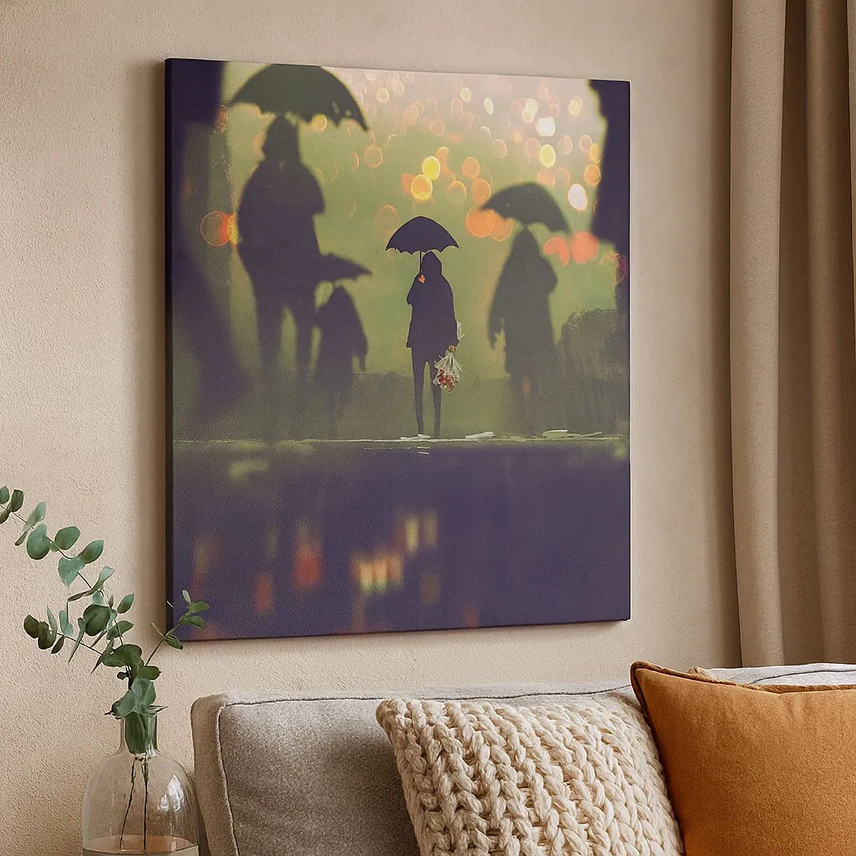 Schilderen op canvas - Vanuit het perspectief van een regendruppel - 30x30 cm