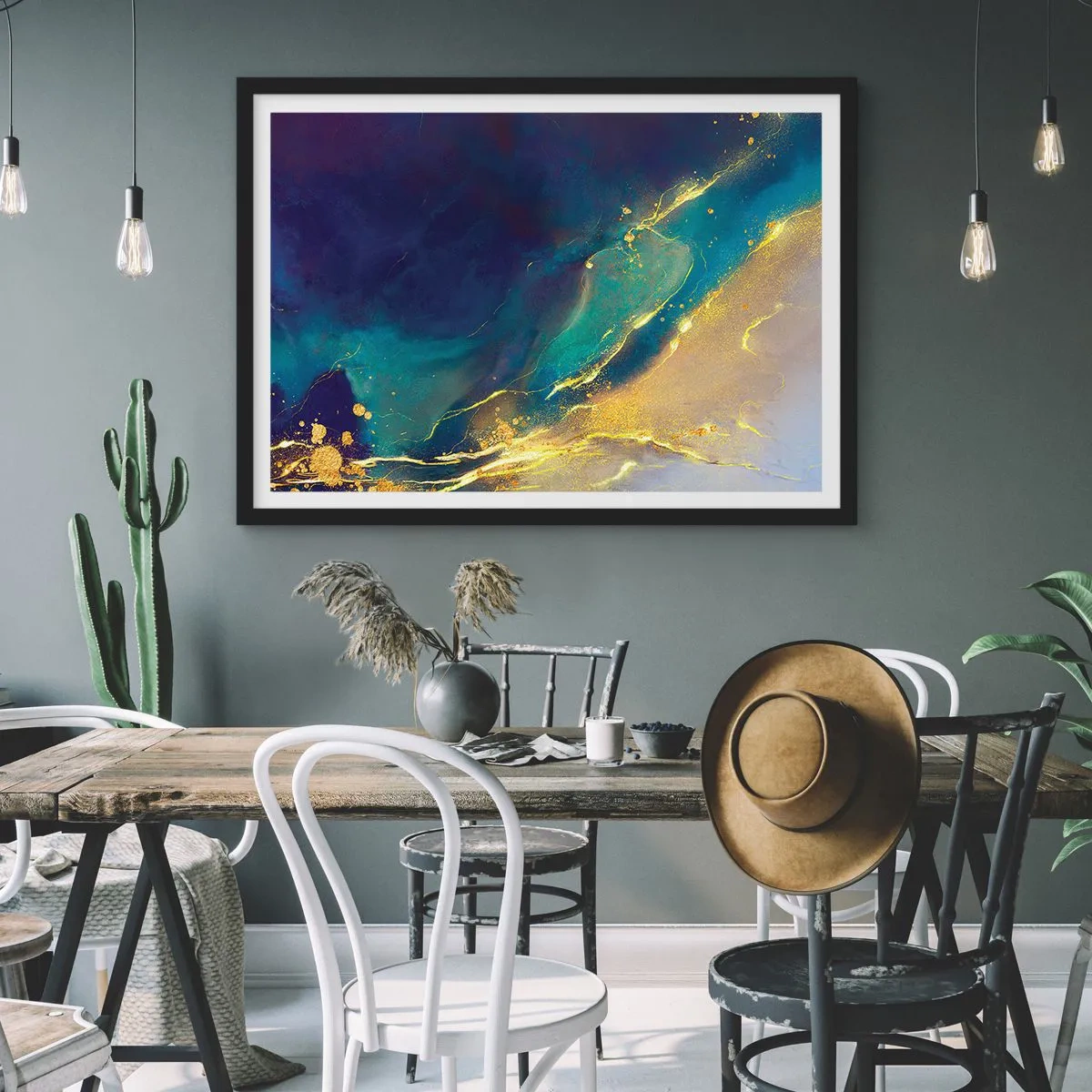 Poster in een zwarte lijst - De gouden poel - 40x30 cm