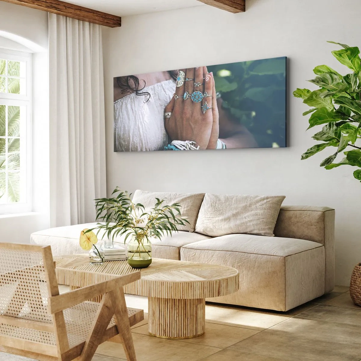 Schilderen op canvas - Welkom in het centrum van het zijn - 160x50 cm