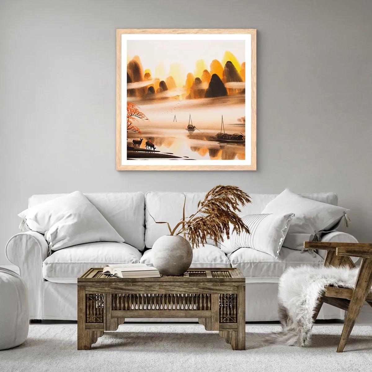 Een poster in een licht eiken lijst - Verder dan het Verre Oosten - 30x30 cm