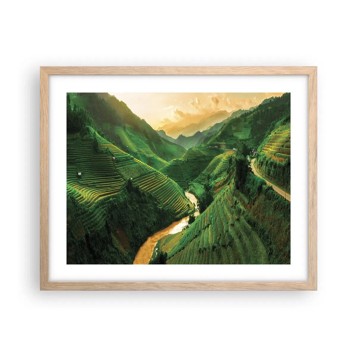Een poster in een licht eiken lijst - Vietnamese vallei - 50x40 cm
