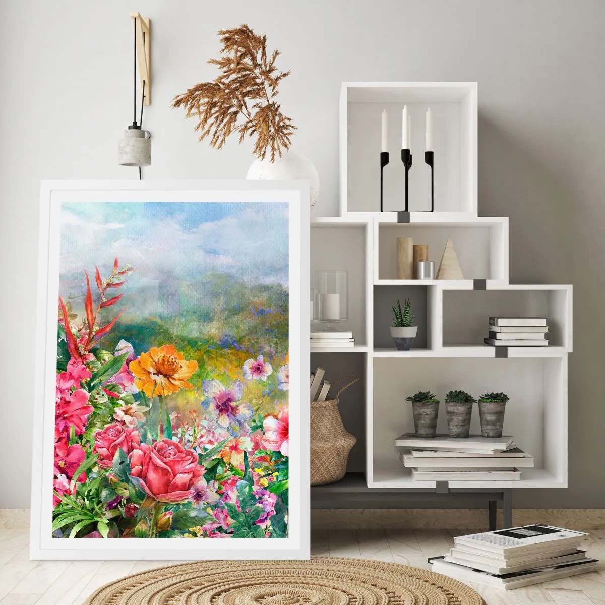 Poster in een witte lijst - Een tuin die gek is geworden - 61x91 cm