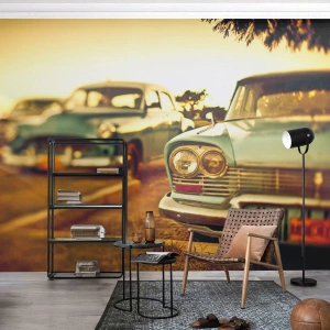 Fotobehang Premium Sand - Maar afwachten - Auto, Cuba, Automobiel - 150x105 cm