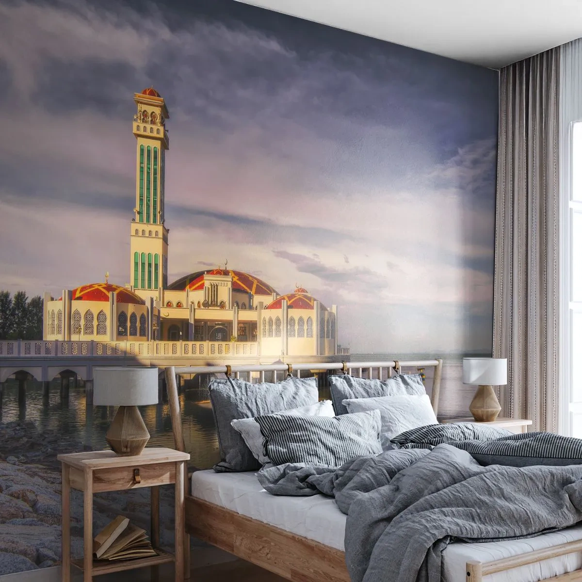Fotobehang Premium Sand - Tempel van de natuur - Architectuur, Maleisië, Landschap - 500x350 cm