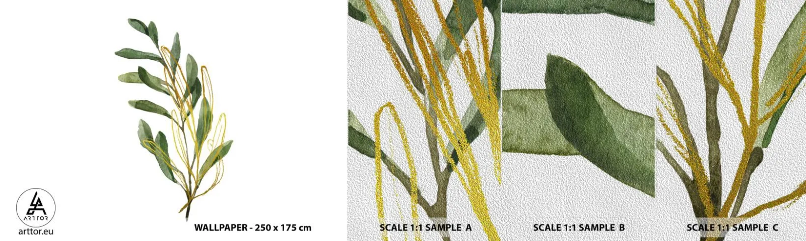 Fotobehang Monster Premium Sand - Alles wat goed is - Bladeren, Olijf, Plant - 100x30 cm