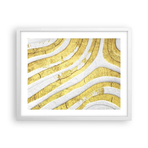 Poster in een witte lijst - Compositie in wit en goud - 50x40 cm